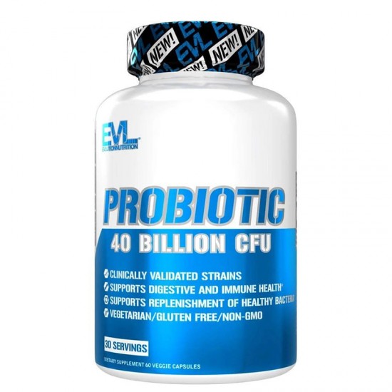 Пробиотик 40 млрд. активни пробиотици, 4 щама формула х 60 капсули | Probiotic, Evlution Nutrition