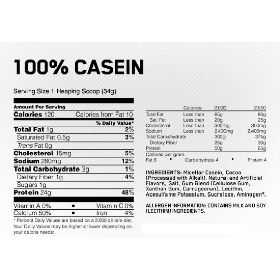 100% КАЗЕИНОВ ПРОТЕИН – ШОКОЛАД прах 908г ОПТИМУМ НУТРИШЪН | 100% CASEIN PROTEIN – CHOCOLATE pwd 908g OPTIMUM NUTRITION