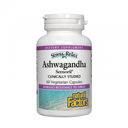 АШВАГАНДА (Сенсорил) 250мг 60 раст. капсули НАТУРАЛ ФАКТОРС | ASHWAGANDHA (Sensoril) 250mg 60s veg. caps NATURAL FACTORS 