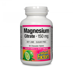 МАГНЕЗИЙ ЦИТРАТ 150мг 60 таблетки за дъвчене НАТУРАЛ ФАКТОРС | MAGNESIUM (CITRATE) 150mg 60 chewable tablets NATURAL FACTORS