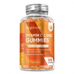 Витамин C + цинк Гъми х 120 желирани таблетки, с вкус на портокал | Vitamin C Zinc Gummies, WeightWorld