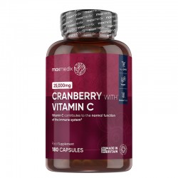 Червена боровинка 500 mg + Витамин С 100 mg х 180 капсули Уейт Уърлд | Cranberry with Vitamin C x 180 caps Weight World 