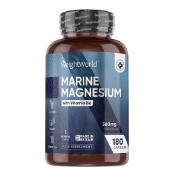 Морски магнезий (oксид) 180 mg + витамин B6 x 180 капсули | Marine Magnesium with Vitamin B6, WeightWorld