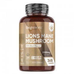 Лъвска грива с Черен пипер х 365 таблетки Уейт Уърлд | Lions Mane Mushroom with Black Pepper x 365 tabs Weight World 