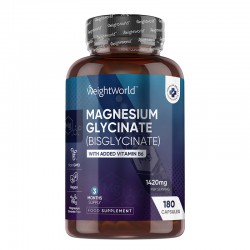 Магнезий (бисглицинат) 100 mg + витамин B6 x 180 капсули | Magnesium Glycinate, WeightWorld