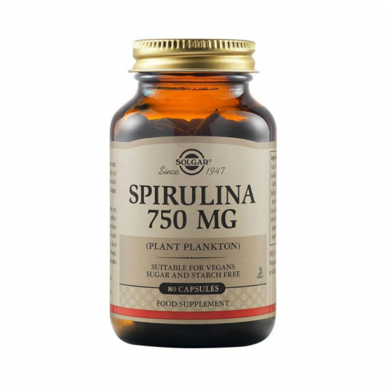 СПИРУЛИНА 750мг капсули x 80бр. СОЛГАР | SPIRULINA 750mg caps 80s SOLGAR