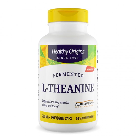 L-Теанин 100 mg x 180 капсули | Fermented L-Theanine, Healthy Origins