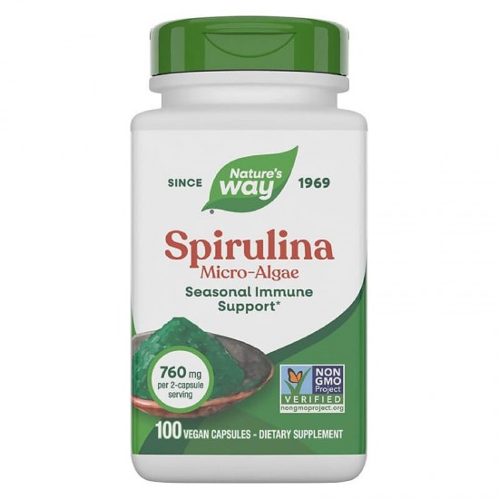 СПИРУЛИНА (МИКРО-ВОДОРАСЛИ) 380мг капсули 100 бр. НЕЙЧЪР‘С УЕЙ | SPIRULINA (MICRO-ALGAE) 380mg veg. caps 100s NATURE'S WAY