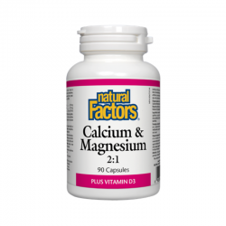 КАЛЦИЙ, МАГНЕЗИЙ, ВИТАМИН Д3 376мг капсули 90бр НАТУРАЛ ФАКТОРС | CALCIUM, MAGNESIUM, VITAMIN D3 376mg caps 90s NATURAL FACTORS