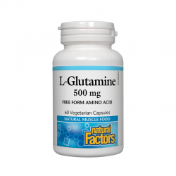 Л-ГЛУТАМИН 500мг 60 капсули НАТУРАЛ ФАКТОРС | L-GLUTAMINE 500mg 60 caps NATURAL FACTORS