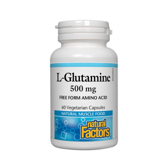 Л-ГЛУТАМИН 500мг 60 капсули НАТУРАЛ ФАКТОРС | L-GLUTAMINE 500mg 60 caps NATURAL FACTORS