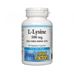 Л-ЛИЗИН 500мг вег. капсули 90бр НАТУРАЛ ФАКТОРС | L-LYSINE 500mg veg. caps 90s NATURAL FACTORS