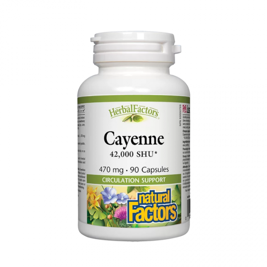 ЛЮТ ЧЕРВЕН ПИПЕР 470мг 90 капсули НАТУРАЛ ФАКТОРС | CAYENNE 470mg 90 caps NATURAL FACTORS