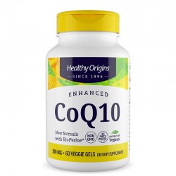 Коензим Q10 100 mg + биоперин x 60 растителни софтгел капсули | Enhanced CoQ10 with BioPerine, Healthy Origins