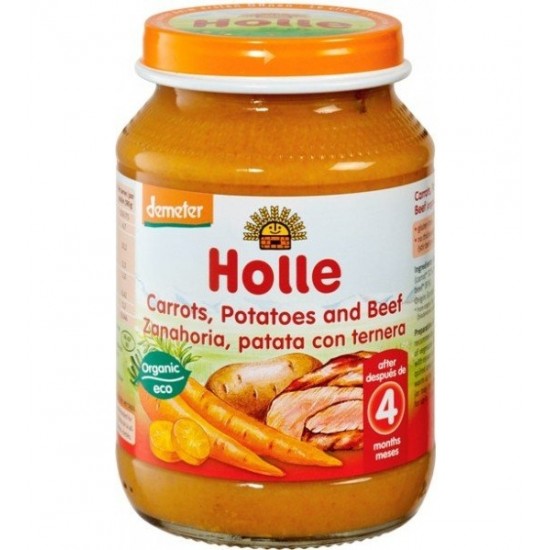 ХОЛЕ ОРГАНИК Пюре Моркови, Картофи и Говеждо месо 4+ 190гр | HOLLE ORGANIC Carrots, Potatoes and Beef 4+ 190g