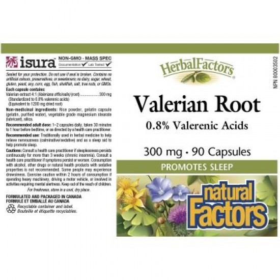 ВАЛЕРИАНА Корен 300мг капсули 90бр НАТУРАЛ ФАКТОРС | VALERIAN ROOTS 300mg caps 90s NATURAL FACTORS