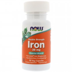 ЖЕЛЯЗО 36мг капсули 90бр НАУ ФУУДС | IRON 36mg FERROCHEL veggie caps 90s NOW FOODS