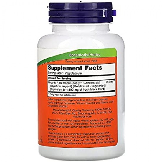 МАКА 750мг капсули 30бр. НАУ ФУУДС | MACA 750mg veggie caps 30s NOW FOODS