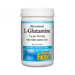 Л-ГЛУТАМИН (МИКРОНИЗИРАН) 300гр пудра НАТУРАЛ ФАКТОРС | MICRONIZED L-GLUTAMINE 300g powder NATURAL FACTORS 