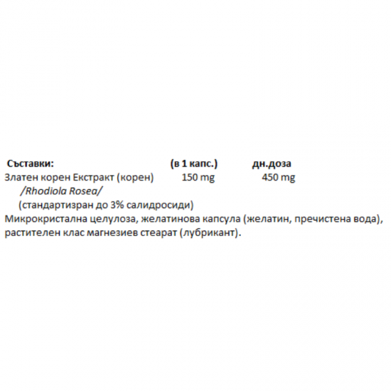 ЗЛАТЕН КОРЕН РОДИОЛА 150мг 60 капсули НАТУРАЛ ФАКТОРС | RHODIOLA ROSEA 150mg 60 capsules NATURAL FACTORS 