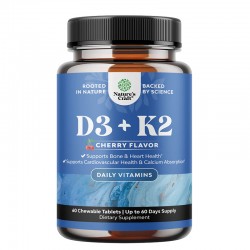 Витамин D3 2000 IU  + K2 75 µg x 60 дъвчащи таблетки | D3 + K2, Nature's craft