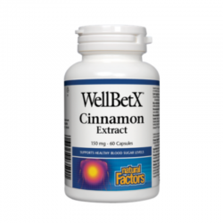 КАНЕЛА ЕКСТРАКТ 150мг 60 капсули НАТУРАЛ ФАКТОРС | WELLBETX CINNAMON (EXTRACT) 150mg 60 capsules NATURAL FACTORS