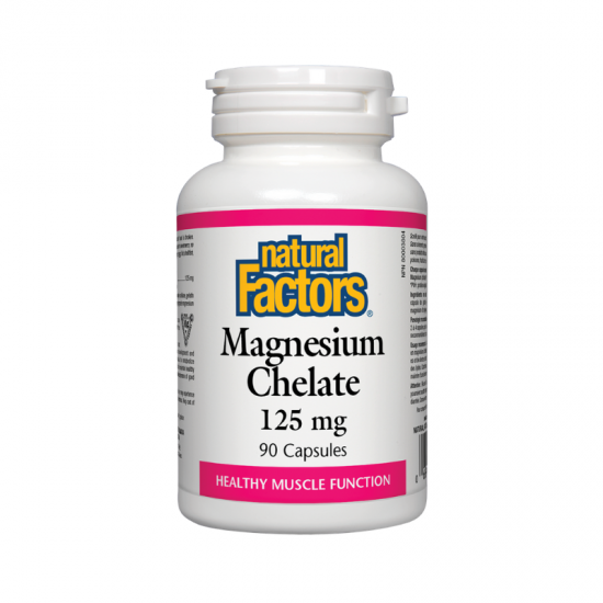 МАГНЕЗИЙ (ХЕЛАТ) 125мг 90 капсули НАТУРАЛ ФАКТОРС | MAGNESIUM (CHELATE) 125mg 90 capsules NATURAL FACTORS