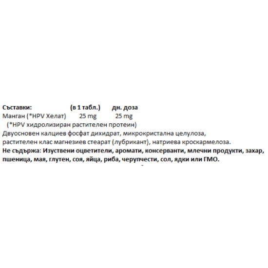 МАНГАН (ХЕЛАТ) 25мг 90 таблетки НАТУРАЛ ФАКТОРС | MANGANESE (CHELATE) 25mg 90 tablets NATURAL FACTORS