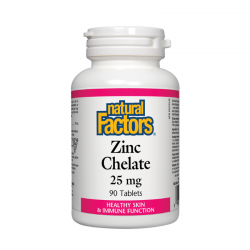 ЦИНК (ХЕЛАТ) 25мг 90 таблетки НАТУРАЛ ФАКТОРС | ZINC (CHELATE) 25mg 90 tabs NATURAL FACTORS