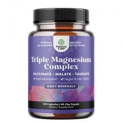 Магнезий комплекс (бисглицинат, малат, таурат) x 120 капсули | Triple Magnesium Complex, Nature's craft