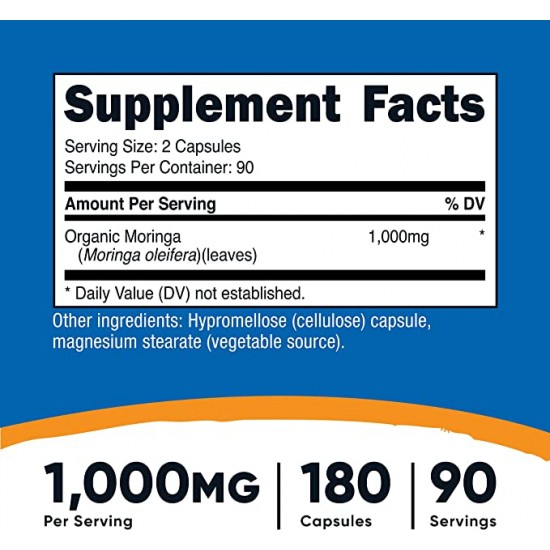 Моринга 500мг x 180 капсули НУТРИКОСТ | Moringa x 180 caps NUTRICOST