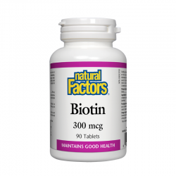 БИОТИН (КОСА, КОЖА И НОКТИ) 300мкг 90 таблетки НАТУРАЛ ФАКТОРС | BIOTIN (HAIR, SKIN, NAILS) 300mcg 90 tabs NATURAL FACTORS