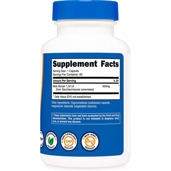 Бета глюкани 1.3/1.6 500мг x 60 капсули НУТРИКОСТ | Beta Glucan x 60 caps NUTRICOST