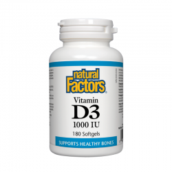 ВИТАМИН Д3 1000 IU 180 софтгел капсули НАТУРАЛ ФАКТОРС | VITAMIN D3 1000 IU 180 softgels NATURAL FACTORS 