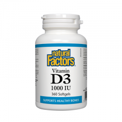 ВИТАМИН Д3 1000 IU 360 софтгел капсули НАТУРАЛ ФАКТОРС | VITAMIN D3 1000 IU 360 softgels NATURAL FACTORS 