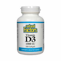 ВИТАМИН Д3 1000 IU 500 софтгел капсули НАТУРАЛ ФАКТОРС | VITAMIN D3 1000 IU 500 softgels NATURAL FACTORS 