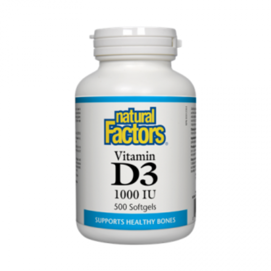ВИТАМИН Д3 1000 IU 500 софтгел капсули НАТУРАЛ ФАКТОРС | VITAMIN D3 1000 IU 500 softgels NATURAL FACTORS 