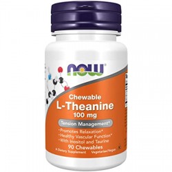 Л-ТЕАНИН 100мг дъвчащи таблетки 90 бр. НАУ ФУУДС | L-THEANINE 100mg chewable tablets 90s NOW FOODS