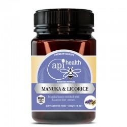 Многоцветен пчелен мед от манука MGO 100+  и женско биле x 500 g | Manuka Licorice, ApiHealth