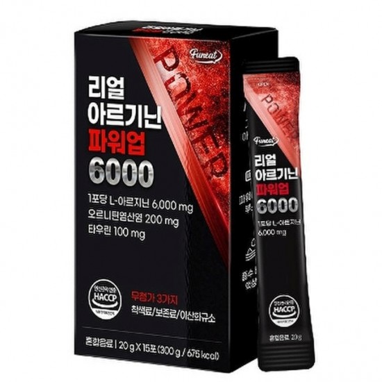 L-аргинин 6000 mg + таурин и витамин В1, В2, В6 х 15 сашета | Real Arginine Power Up, Funeat