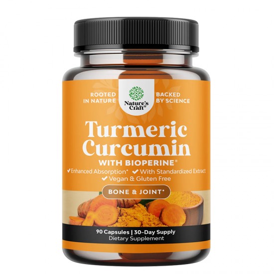 Куркума с биоперин x 90 капсули | Turmeric Curcumin with BioPerine, Nature's craft