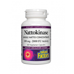 НАТОКИНАЗА 100мг капсули 60бр НАТУРАЛ ФАКТОРС | NATTOKINASE 100mg veggie caps 60s NATURAL FACTORS