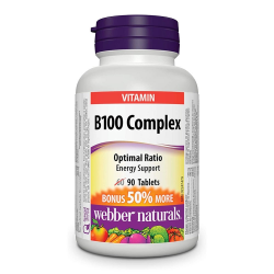 ВИТАМИН Б100 КОМПЛЕКС таблетки 90бр, 140бр УЕБЪР НАТУРАЛС | VITAMIN B100 COMPLEX tablets 90s or 140s WEBBER NATURALS