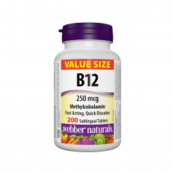 ВИТАМИН Б12 250мкг сублингвални таблетки 200бр УЕБЪР НАТУРАЛС | VITAMIN B12 250mcg sublingual tabs 200s WEBBER NATURALS