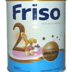 ФРИЗОЛАК 2 DHA/ARA Преходно мляко за кърмачета 6-12м 400гр | FRISOLAC 2 DHA/ARA Follow on infant milk 6-12m 400g