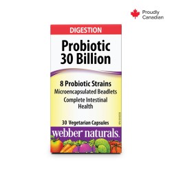 ПРОБИОТИК 30 милиарда 8 вида пробиотични щама капсули 30бр УЕБЪР НАТУРАЛС | PROBIOTIC 30 billion active cells 8 Probiotic strains 30s veg caps WEBBER NATURALS
