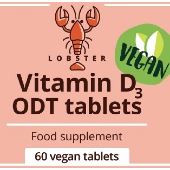 ВИТАМИН Д3 1000IU растителни таблетки x 60бр  ЛОБСТЕР | VITAMIN D3 ODT 1000IU vegan tabs x 60s  LOBSTER