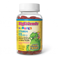 ВИТАМИН Д3 За деца 600 IU желирани таблетки 60бр НАТУРАЛ ФАКТОРС | VITAMIN D3 Big friends (For kids) 600 IU gummies 60s NATURAL FACTORS