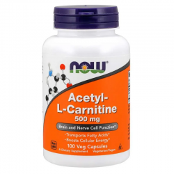 АЦЕТИЛ Л-КАРНИТИН 500 мг 100 капс. НАУ ФУУДС | ACETYL L-CARNITINE 500 mg 100 caps. NOW FOODS
