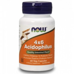 АЦИДОФИЛУС 4х6 капсули 60 бр. НАУ ФУУДС | ACIDOPHILUS 4x6 caps 60s NOW FOODS